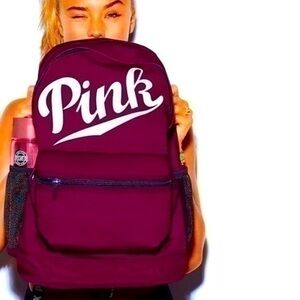 Victoria's Secret PINK Campus Backpack Black Orchid White Logo gently preloved